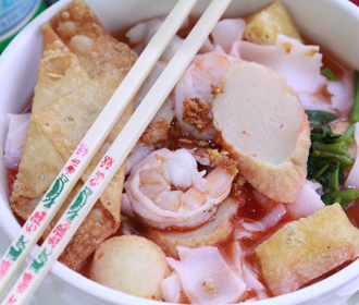 162.  Yen-Ta-Fo Noodle Soup - - เย็นตาโฟ