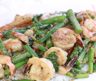 Jumbo Shrimp w/Green Beans o/Rice